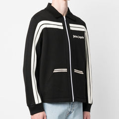 logo-print striped zip-up track jacket