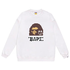 Digital Ape Head Pattern Print Sweatshirt