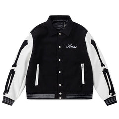 Bone Embroidered Baseball Jacket