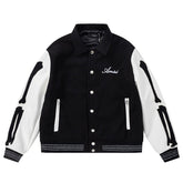 Bone Embroidered Baseball Jacket