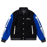 Bone Embroidered Baseball Jacket