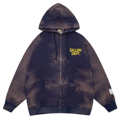 Logo-Print Bleached Cotton-Jersey Zip-Up Hoodie