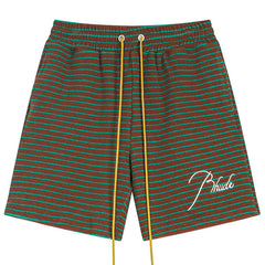 Striped Letter Embroidered Casual Shorts