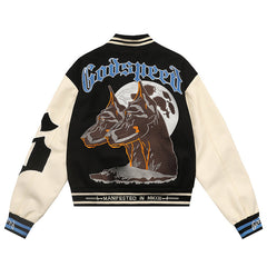 Mens F.T.D Wool Varsity Jacket Black/blue