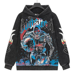 Skull Pattern Printed Hoodie