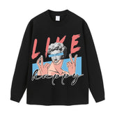 Streetwear-Style Print Long Sleeve Tee
