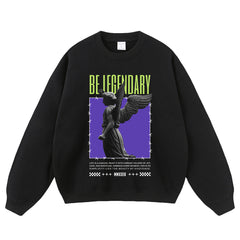 Angel Statue Print Crewneck Sweatshirts