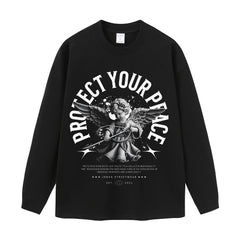 Streetwear-Style Print Long Sleeve Tee