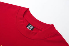 Spider Web Print Gothic Punk T-Shirt Red