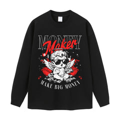 Streetwear-Style Print Long Sleeve Tee