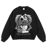 Laser Butterfly Print Crewneck Sweatshirts