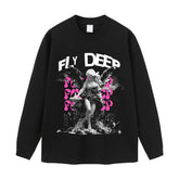 Streetwear-Style Print Long Sleeve Tee