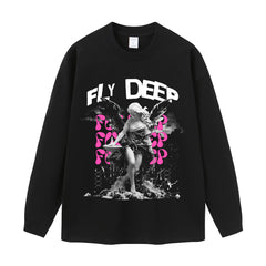 Streetwear-Style Print Long Sleeve Tee