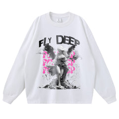 Streetwear-Style Print Long Sleeve Tee