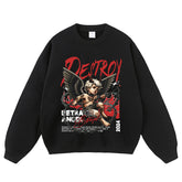 Streetwear-Style Print Crewneck Sweatshirts