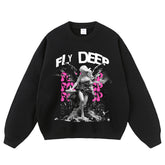 Streetwear-Style Print Crewneck Sweatshirts