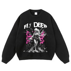 Streetwear-Style Print Crewneck Sweatshirts