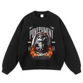 Flaming Letter Print Crewneck Sweatshirts