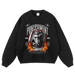 Flaming Letter Print Crewneck Sweatshirts