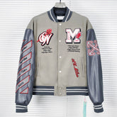 Embroidered Rhinestone Filled Down Cotton Jacket Baseball Uniform