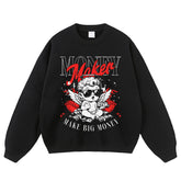 Streetwear-Style Print Crewneck Sweatshirts