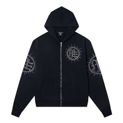 Rhinestone-Emblazoned Logo Hoodie