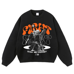 Streetwear-Style Print Crewneck Sweatshirts
