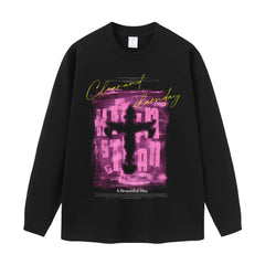 Streetwear-Style Print Long Sleeve Tee