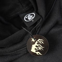 Basic Letter Print Casual Hoodie Black