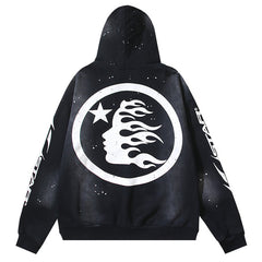 Logo Pattern Printed Hoodie
