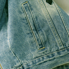Men's Light Blue Logo Patches Denim Jacket