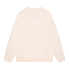 Cotton V-Neck Bones Cardigan Sweater Apricot