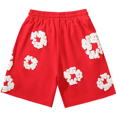 Cotton Wreath Sweat Shorts Red