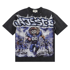 Lion Football Graphic Crop Tee