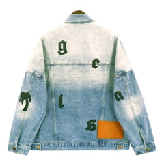 Men's Light Blue Logo Patches Denim Jacket