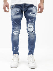 Randomly Distressed Blue Jeans