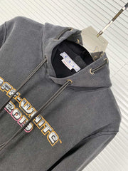 Washed and distressed character pattern Hoodies