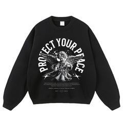 Streetwear-Style Print Crewneck Sweatshirts