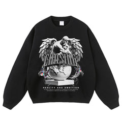 Laser Butterfly Print Crewneck Sweatshirts