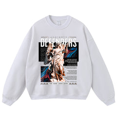 Streetwear-Style Print Crewneck Sweatshirts