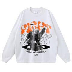 Streetwear-Style Print Long Sleeve Tee