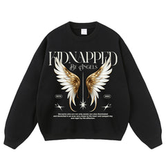 Angel Wing Print Crewneck Sweatshirts