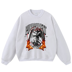 Flaming Letter Print Crewneck Sweatshirts