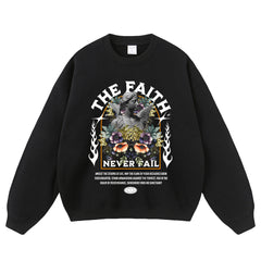Streetwear-Style Print Crewneck Sweatshirts