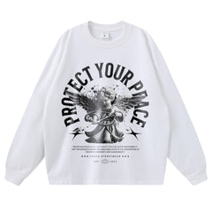 Streetwear-Style Print Long Sleeve Tee