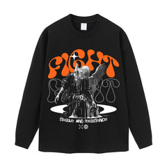 Streetwear-Style Print Long Sleeve Tee