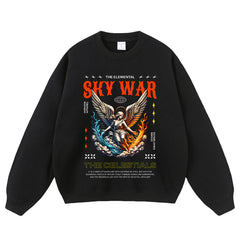 Streetwear-Style Print Crewneck Sweatshirts