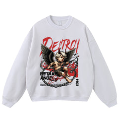 Streetwear-Style Print Crewneck Sweatshirts