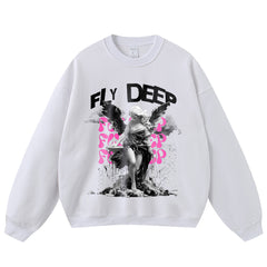 Streetwear-Style Print Crewneck Sweatshirts